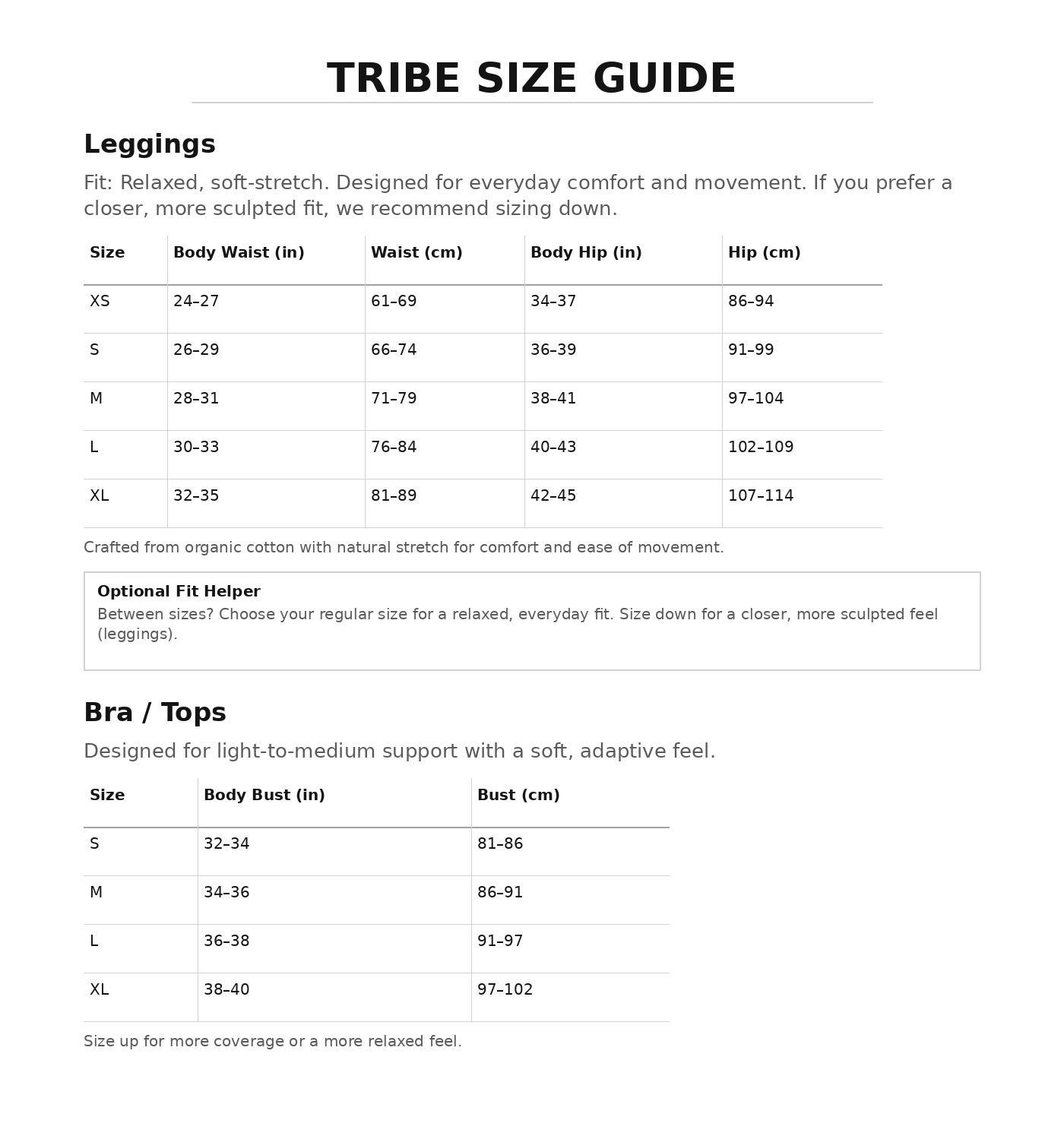 Size guide